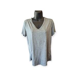90 degree by Reflex Shirt Short Sleeve S Gray Black V Neck Women